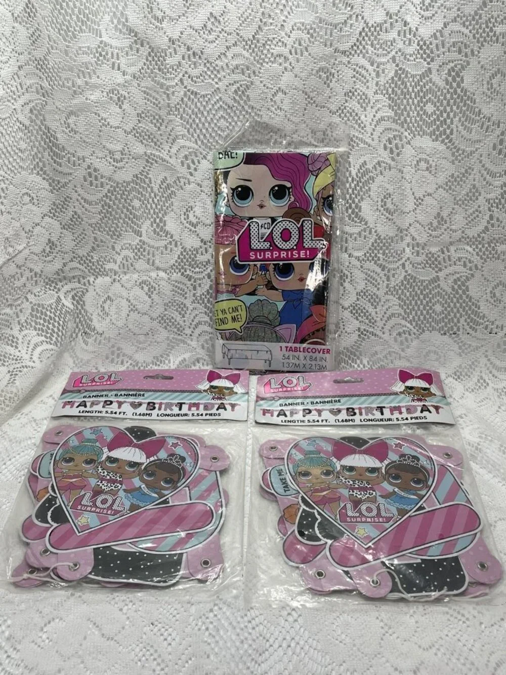 LOL Surprise Dolls Happy Birthday Letter Banner And Table Cover For Girls Party